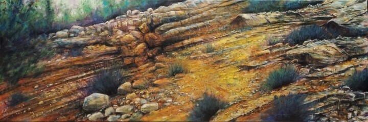 Malerei mit dem Titel "Plateau calcaire Le…" von Mickael Mourot, Original-Kunstwerk, Acryl