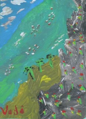 Pintura titulada "ACEO Ocean from top" por Tenerife Voda, Obra de arte original