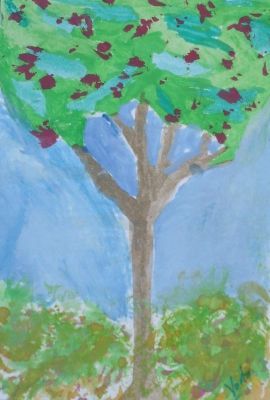 Painting titled "ACEO Tree" by Tenerife Voda, Original Artwork