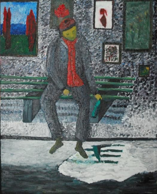Painting titled "A man with a bottle" by Vodevsh, Original Artwork, Oil