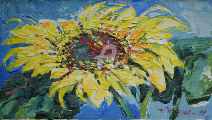 Schilderij getiteld "Sunflower by Voitto…" door Voitto Vorna, Origineel Kunstwerk, Acryl