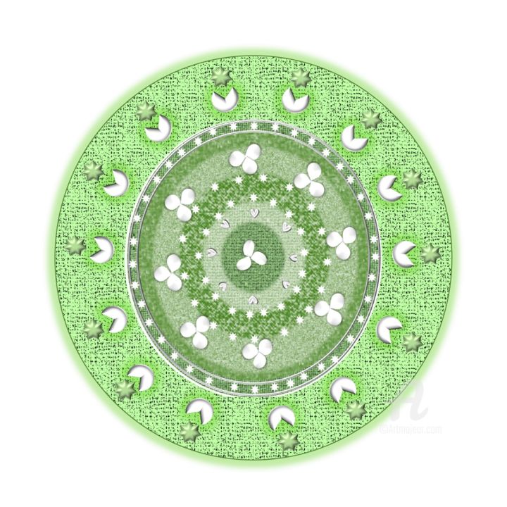 Arte digitale intitolato "Mandala vert" da Vola Hanta, Opera d'arte originale, Modellazione 3D