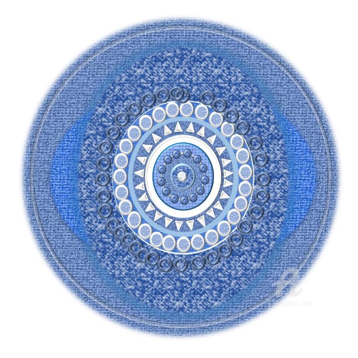 Arte digitale intitolato "Mandala bleu" da Vola Hanta, Opera d'arte originale, Lavoro digitale 2D