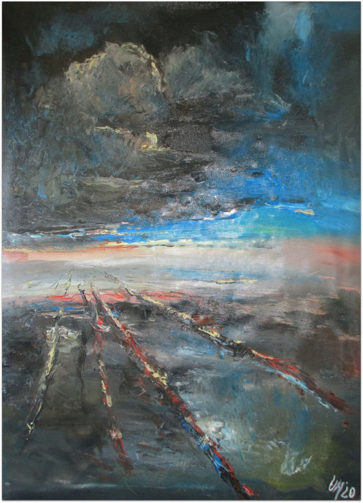 "dark sea ways" başlıklı Tablo Volker Mersch tarafından, Orijinal sanat, Petrol