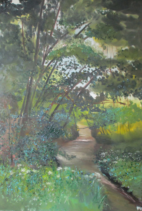 Painting titled "The River Ems  Impr…" by Volker Mersch, Original Artwork, Oil