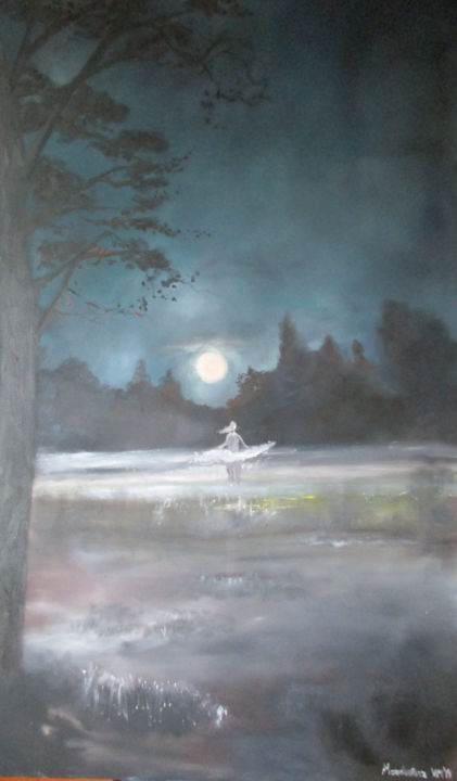 Malerei mit dem Titel "Fairy on the meadows" von Volker Mersch, Original-Kunstwerk, Öl