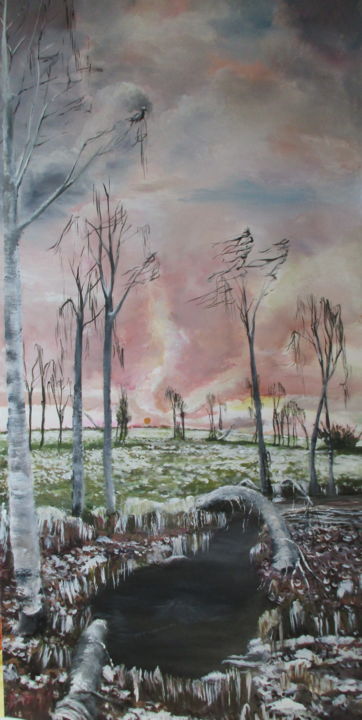 Malerei mit dem Titel "Winterzeit" von Volker Mersch, Original-Kunstwerk, Acryl