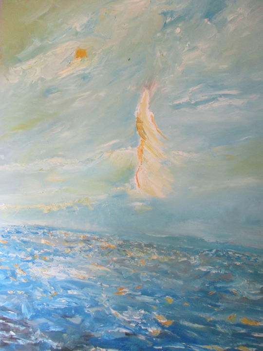 Painting titled "Fariy on the sea" by Volker Mersch, Original Artwork, Oil