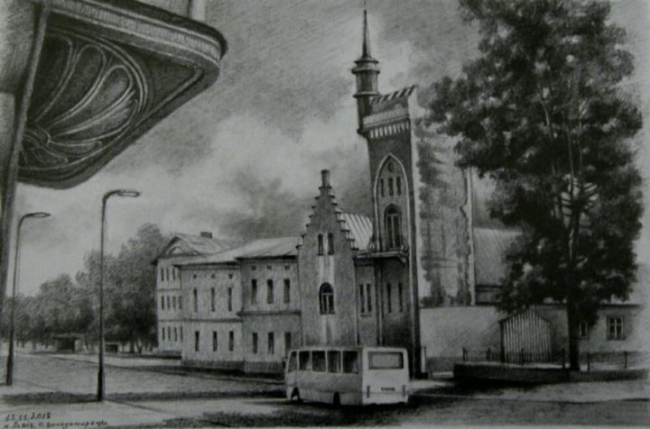 Drawing titled "The Magic of Lviv 4" by Oleksandr Volodymyrets, Original Artwork, Pencil