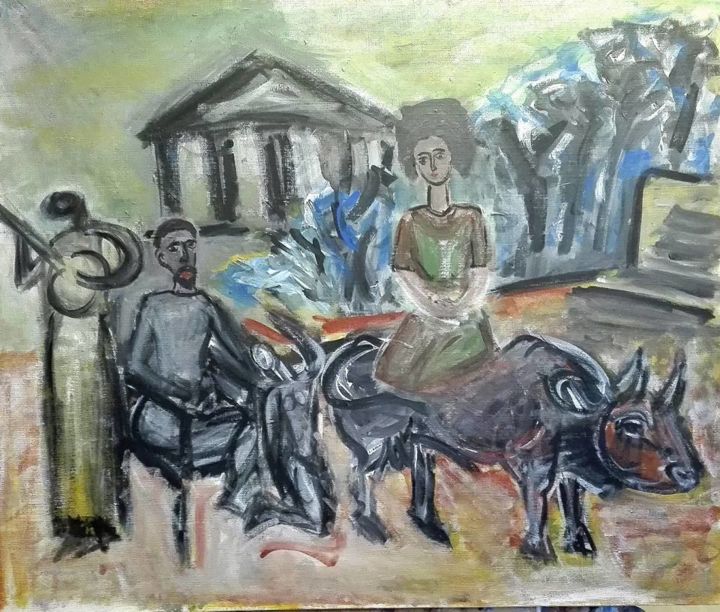 Painting titled "похищение европы" by Volodia Kurischenko, Original Artwork, Acrylic