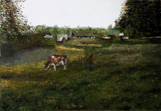 Painting titled "Где-то в России" by Tettet, Original Artwork, Oil