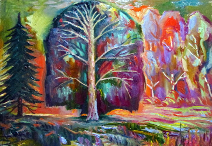 Картина под названием "пейзаж с сентябрьск…" - Владимир Черемных, Подлинное произведение искусства, Масло