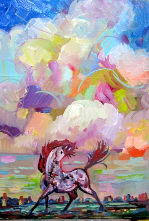 Картина под названием "небеса-06" - Владимир Черемных, Подлинное произведение искусства, Масло