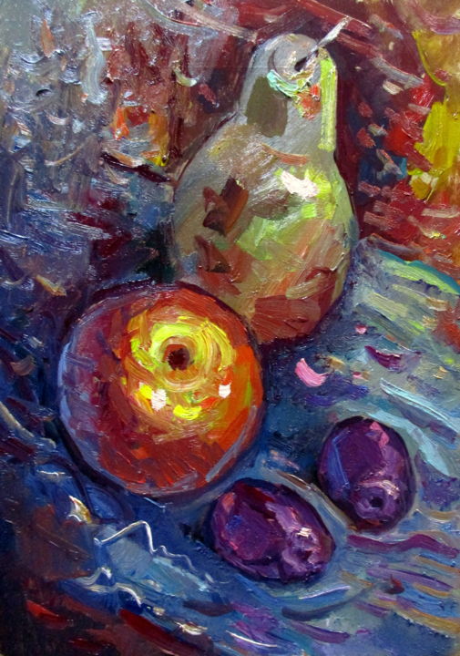 Painting titled "фруктовый натюрморт…" by Vladimir Cheremnykh, Original Artwork, Oil