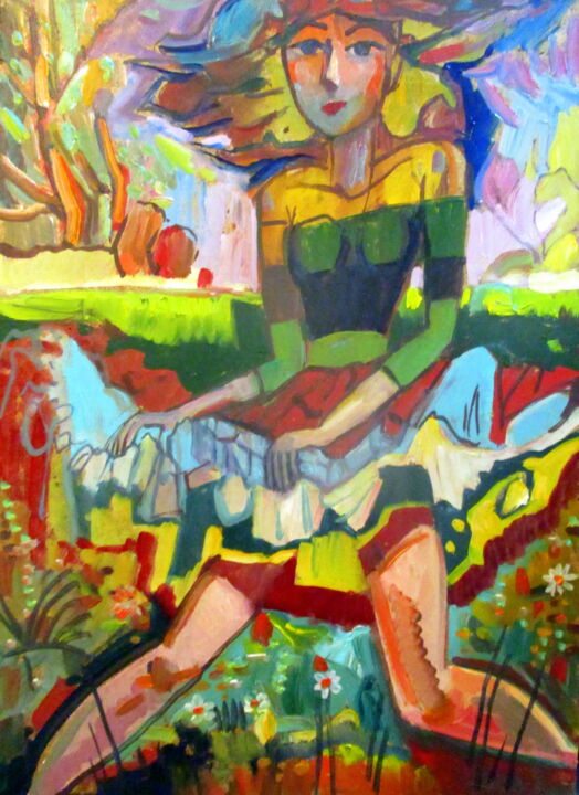 Картина под названием "танец на лужайке...…" - Владимир Черемных, Подлинное произведение искусства, Масло