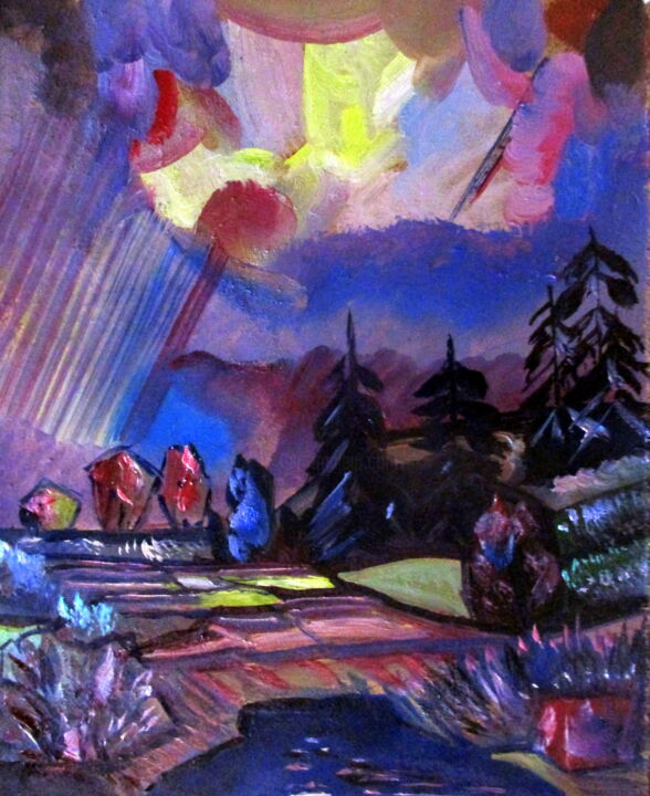 Painting titled "=суровые будни прир…" by Vladimir Cheremnykh, Original Artwork, Oil