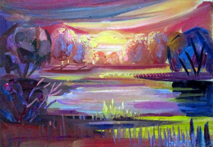 Картина под названием "=приближение вечера…" - Владимир Черемных, Подлинное произведение искусства, Масло