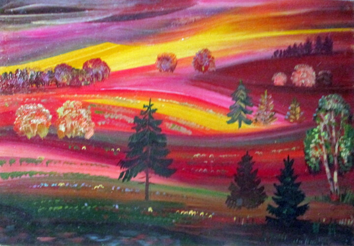 Painting titled "=осени просторы....…" by Vladimir Cheremnykh, Original Artwork, Oil