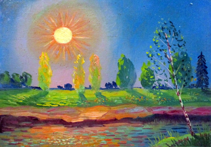 Pittura intitolato "=будни природы....=" da Vladimir Cheremnykh, Opera d'arte originale, Olio