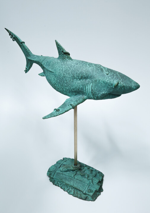 Sculpture intitulée "Shark" par Volodymyr Mykytenko, Œuvre d'art originale, Bronze
