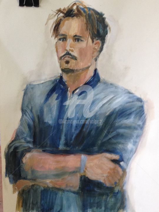 Schilderij getiteld "portrait d’acteur" door Volpert, Origineel Kunstwerk