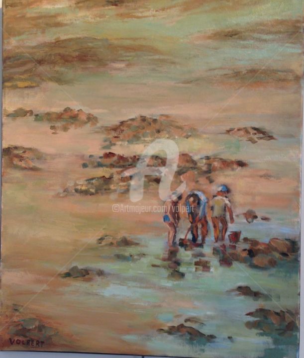 Painting titled "Pêche à pied" by Volpert, Original Artwork