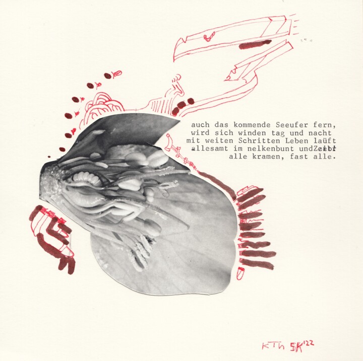 Collagen mit dem Titel "Juni" von Volumeone, Original-Kunstwerk, Tinte