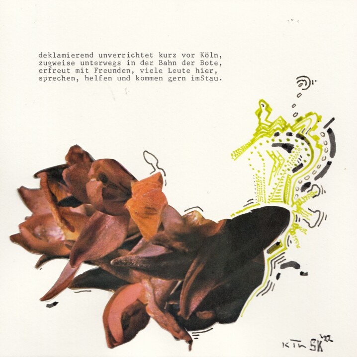 Collagen mit dem Titel "September" von Volumeone, Original-Kunstwerk, Tinte