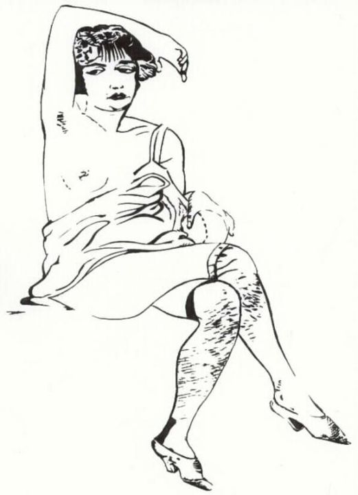 Disegno intitolato "Frau ohne Bluse" da E.R.Bess, Opera d'arte originale