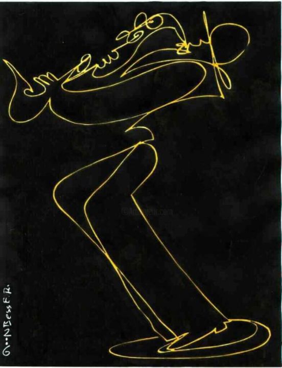 Zeichnungen mit dem Titel "One Line - Swinging…" von E.R.Bess, Original-Kunstwerk