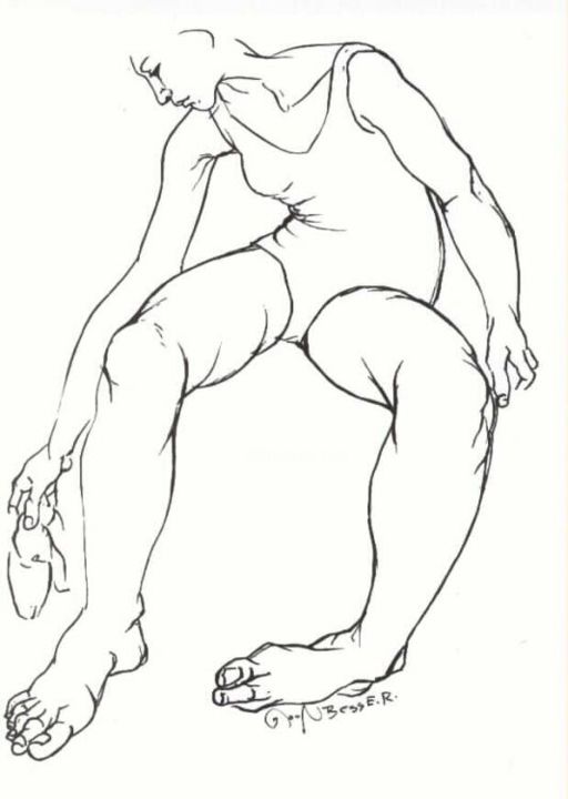 Drawing titled "In der Ballett-Schu…" by E.R.Bess, Original Artwork