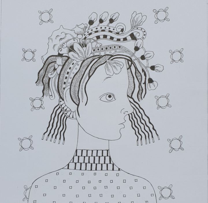 Drawing titled "Времена года. Весна." by Irina Sidorchuk, Original Artwork, Gel pen