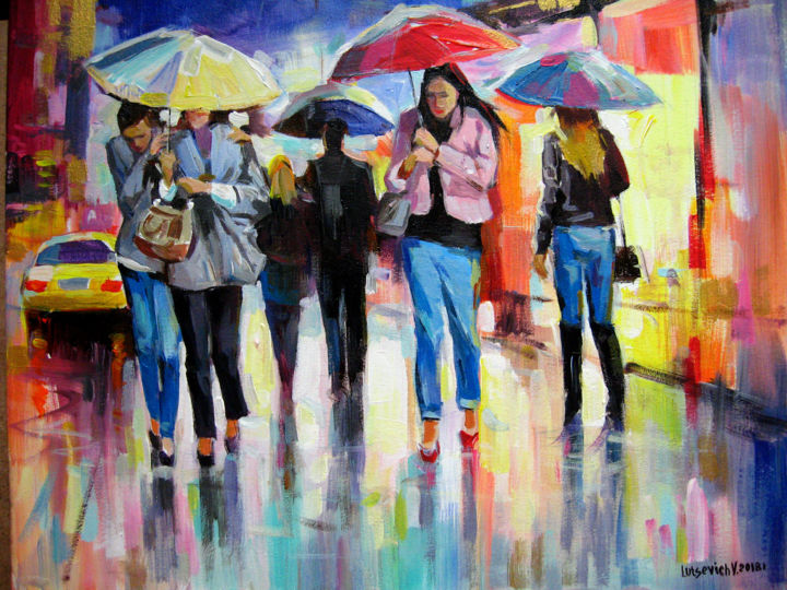 In The City Of Rain Painting By Vladimir Artmajeur