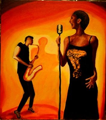 Картина под названием "Оранжевый джаз" - Вован Бонд, Подлинное произведение искусства, Масло