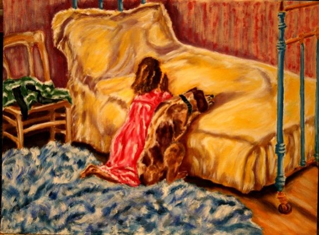Pintura titulada "Перед сном" por Vovan Bond, Obra de arte original, Oleo