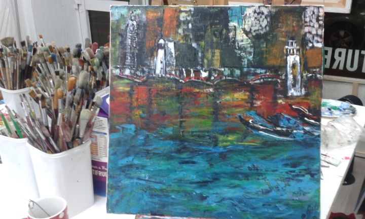 Pittura intitolato "AQUA URBAINE" da Nicole Moretti, Opera d'arte originale