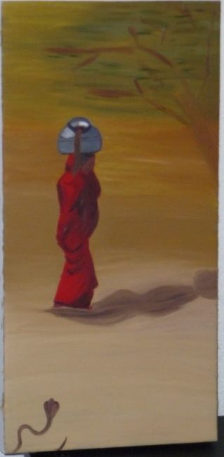 Pittura intitolato "LA FEMME & LA JARRE" da Christelle Singh, Opera d'arte originale