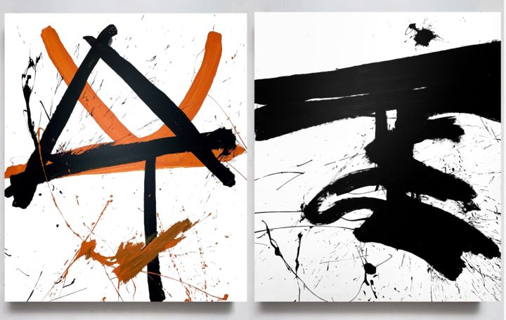 Painting titled "Black 139 duo" by Viktoriia Dmytriv, Original Art, Acrylic
