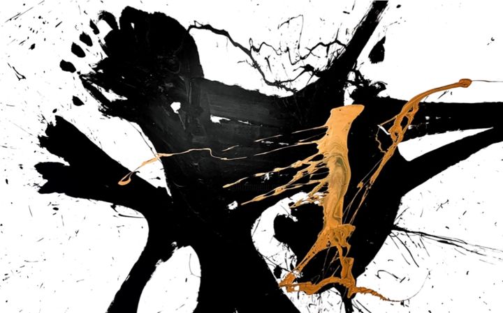 Painting titled "Black 146x" by Viktoriia Dmytriv, Original Art, Acrylic
