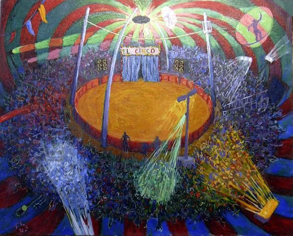 Pintura titulada "El circo" por Vicente Pérez Iborra, Obra de arte original