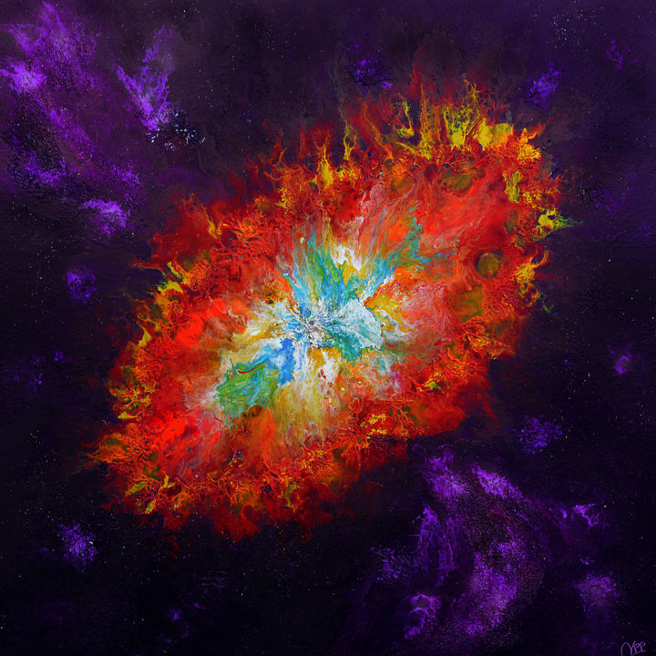 Pittura intitolato "Supernova crunch" da Véronique Pascale Proust, Opera d'arte originale, Acrilico