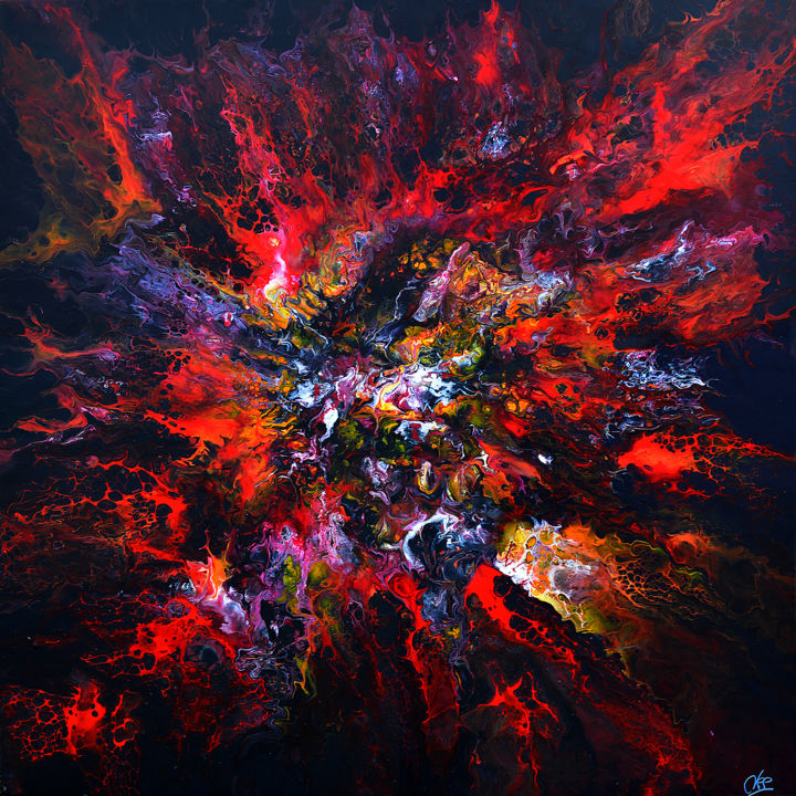 Malerei mit dem Titel "Burst of star fire…" von Véronique Pascale Proust, Original-Kunstwerk, Acryl
