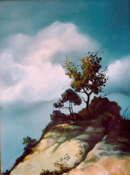 Картина под названием "На холме" - Виктор, Подлинное произведение искусства, Масло