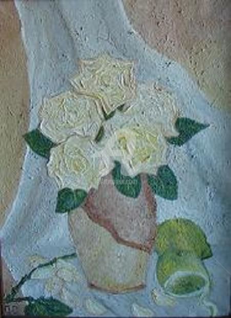 Painting titled "Розы и лимоны" by Artvredina, Original Artwork, Oil