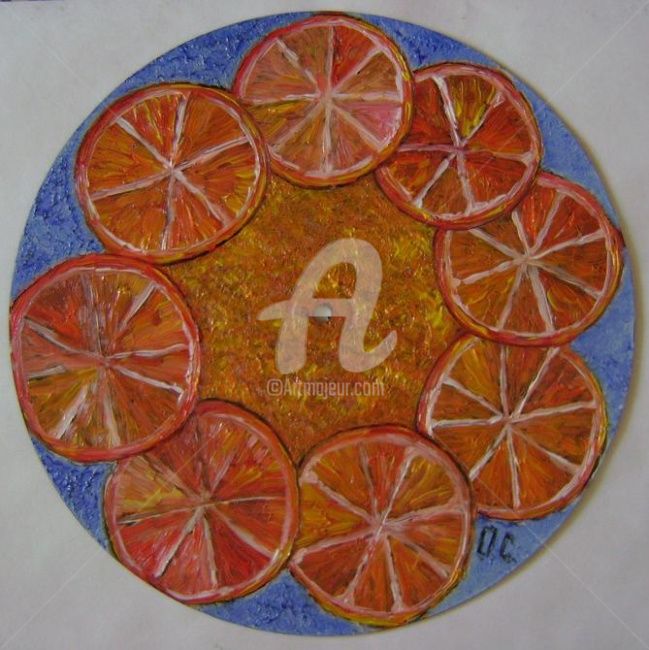 Картина под названием "Апельсин" - Artvredina, Подлинное произведение искусства, Масло