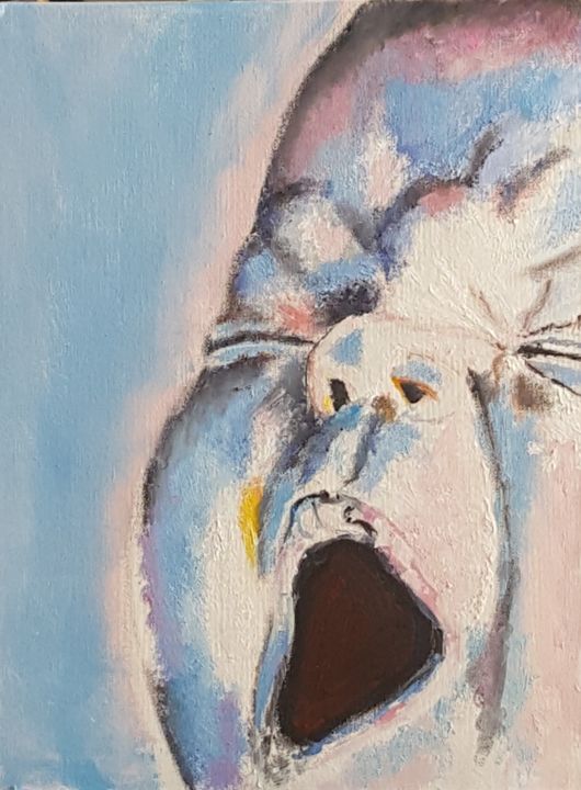 Schilderij getiteld "Bébé" door Véroniq'S, Origineel Kunstwerk, Olie