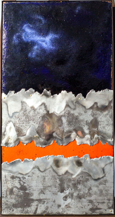 Painting titled "Orange Stripe" by Vsevolod Chevalkov, Original Art, Enamel