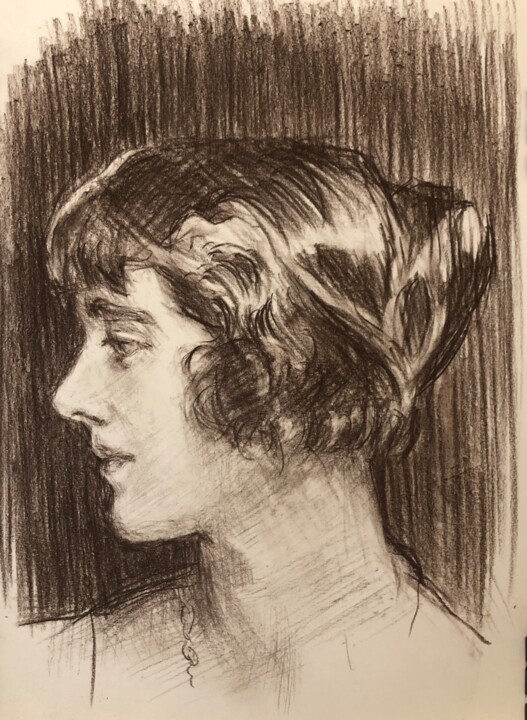 Dessin intitulée "Portrait Girl Charc…" par Vsevolod Chistiakov, Œuvre d'art originale, Fusain