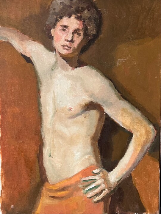 Malerei mit dem Titel "Young boy oil paint…" von Vsevolod Chistiakov, Original-Kunstwerk, Öl