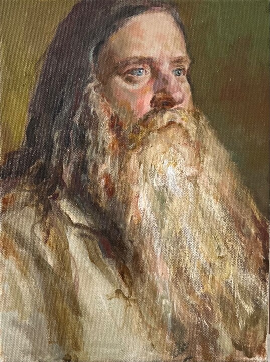 Картина под названием "Portrait of a man w…" - Vsevolod Chistiakov, Подлинное произведение искусства, Масло